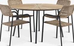 Hot RANGSTRUP + ORKANGERMesa RANGSTRUP Ø130 + 4 sillas ORKANGER natural Conjuntos Mesa Y Sillas De Jardín