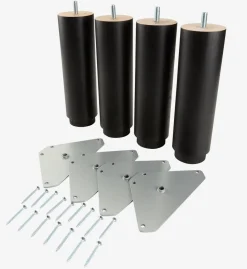 Discount RAUDSUNDAPatas de cama Ø6xA20cm RAUDSUNDA haya negro 4 unidades Patas Para Somier