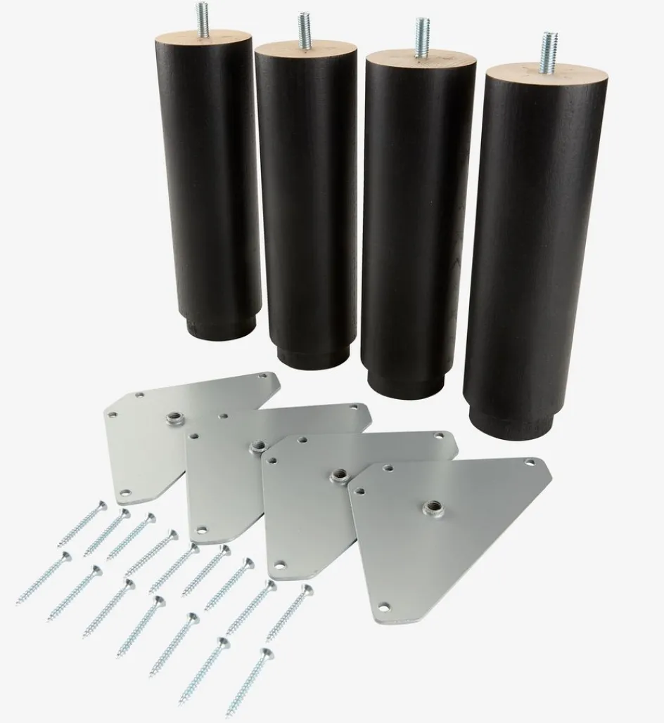 Discount RAUDSUNDAPatas de cama Ø6xA20cm RAUDSUNDA haya negro 4 unidades Patas Para Somier