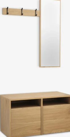 Best RAVSTEDMueble recibidor RAVSTED espejo 2 cajones color roble cálido Percheros Con Zapatero|Percheros Con Zapatero