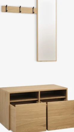 Best RAVSTEDMueble recibidor RAVSTED espejo 2 cajones color roble cálido Percheros Con Zapatero|Percheros Con Zapatero