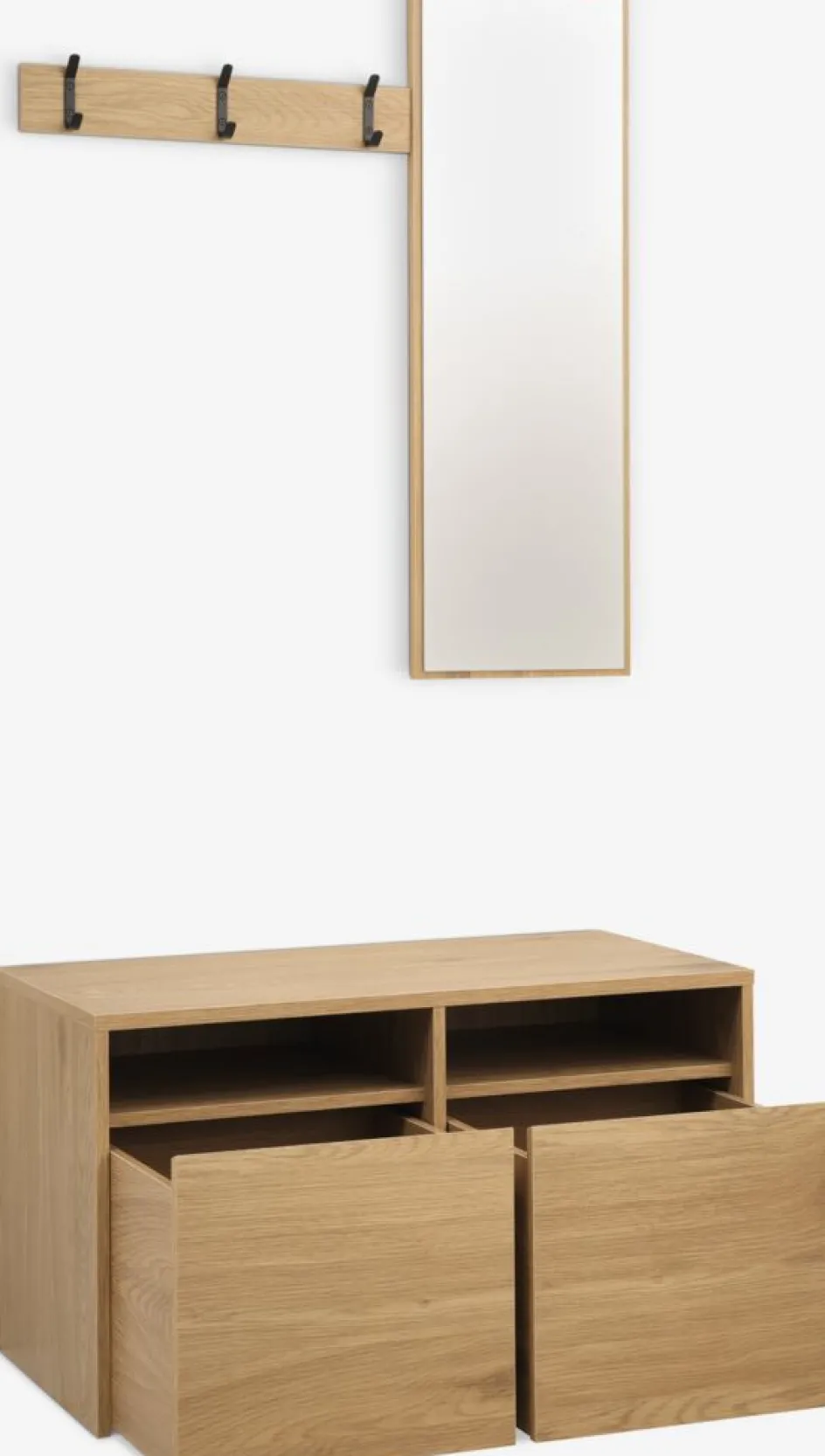 Best RAVSTEDMueble recibidor RAVSTED espejo 2 cajones color roble cálido Percheros Con Zapatero|Percheros Con Zapatero