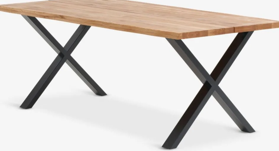Outlet ROSLEVMesa de comedor ROSLEV 95x200 roble natural/negro Mesas De Comedor