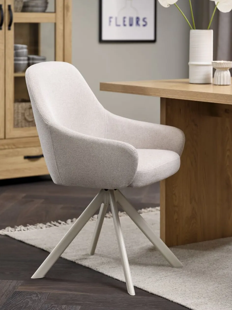 Online ROSTRUPSilla de comedor ROSTRUP giratoria tela beis Sillas De Comedor