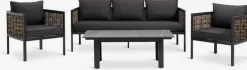 Best SALTENConjunto muebles jardín SALTEN 5 plazas secado rápido negro Conjuntos Mesa Y Sillas De Jardín|Muebles De Jardín