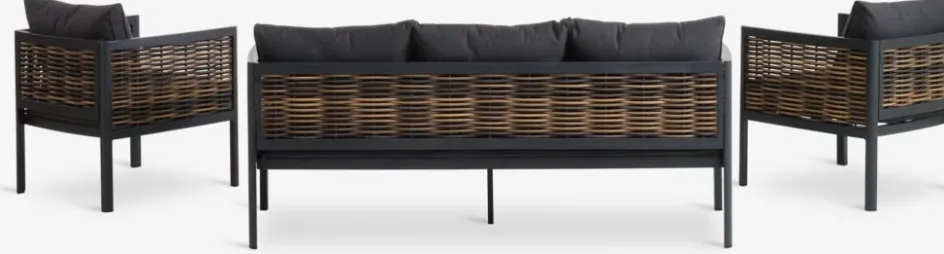 Best SALTENConjunto muebles jardín SALTEN 5 plazas secado rápido negro Conjuntos Mesa Y Sillas De Jardín|Muebles De Jardín