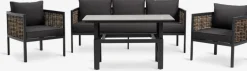 Best SALTENConjunto muebles jardín SALTEN 5 plazas secado rápido negro Conjuntos Mesa Y Sillas De Jardín|Muebles De Jardín