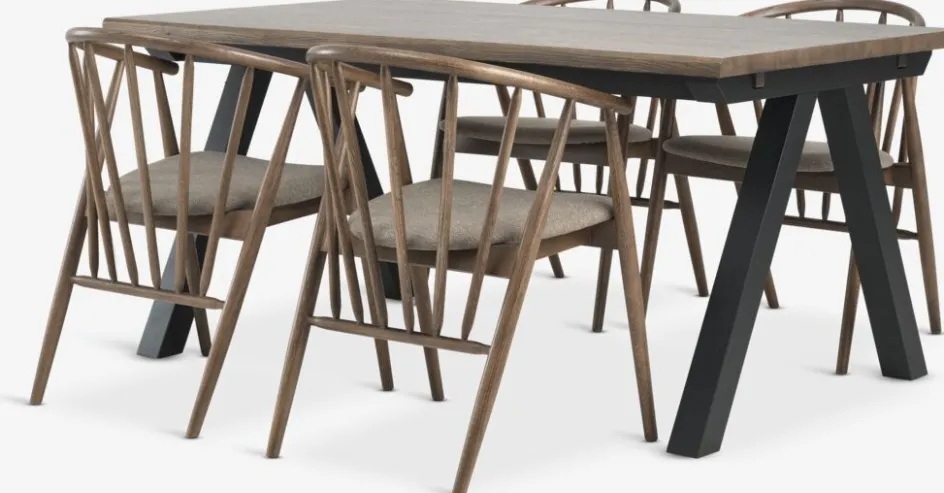 SANDBY + LYKSBORGMesa SANDBY L160 roble oscuro + 4 LYKSBORG roble oscuro Mesas De Comedor|Conjuntos De Comedor