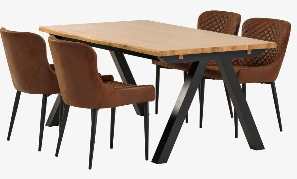 Sale SANDBY + PEBRINGEMesa SANDBY L160 roble natural + 4 sillas PEBRINGE marrón Mesas De Comedor|Conjuntos De Comedor