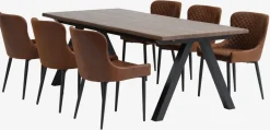 SANDBY + PEBRINGEMesa SANDBY L210 roble oscuro + 4 sillas PEBRINGE marrón Mesas De Comedor|Conjuntos De Comedor