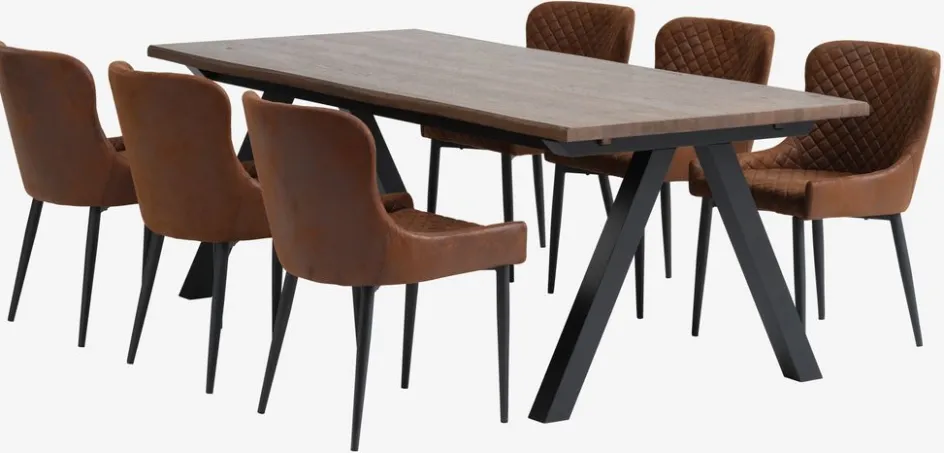 SANDBY + PEBRINGEMesa SANDBY L210 roble oscuro + 4 sillas PEBRINGE marrón Mesas De Comedor|Conjuntos De Comedor
