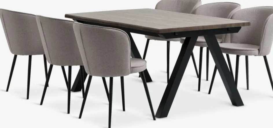Hot SANDBY + RISSKOVMesa SANDBY L160 roble oscuro + 4 RISSKOV gris claro Mesas De Comedor|Conjuntos De Comedor