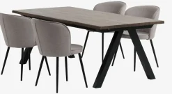 Discount SANDBY + RISSKOVMesa SANDBY L210 roble oscuro + 4 sillas RISSKOV gris claro Mesas De Comedor|Conjuntos De Comedor