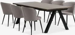 Discount SANDBY + RISSKOVMesa SANDBY L210 roble oscuro + 4 sillas RISSKOV gris claro Mesas De Comedor|Conjuntos De Comedor