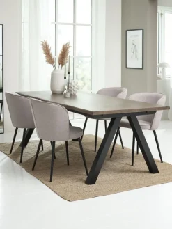 Discount SANDBY + RISSKOVMesa SANDBY L210 roble oscuro + 4 sillas RISSKOV gris claro Mesas De Comedor|Conjuntos De Comedor