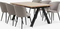 New SANDBY + RISSKOVMesa SANDBY L160 roble natural + 4 sillas RISSKOV gris claro Mesas De Comedor|Conjuntos De Comedor
