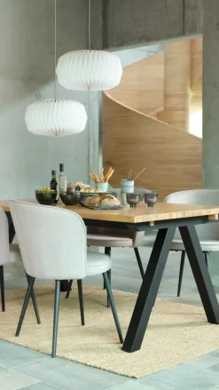 New SANDBY + RISSKOVMesa SANDBY L160 roble natural + 4 sillas RISSKOV gris claro Mesas De Comedor|Conjuntos De Comedor