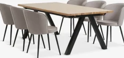 Clearance SANDBY + RISSKOVMesa SANDBY L210 roble natural + 4 sillas RISSKOV gris claro Mesas De Comedor|Conjuntos De Comedor