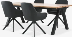 Sale SANDBY + ROSTRUPMesa SANDBY L210 roble natural + 4 sillas ROSTRUP negro Mesas De Comedor|Conjuntos De Comedor