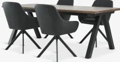 Clearance SANDBY + ROSTRUPMesa SANDBY L210 roble oscuro + 4 sillas ROSTRUP negro Mesas De Comedor|Conjuntos De Comedor