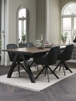 Clearance SANDBY + ROSTRUPMesa SANDBY L210 roble oscuro + 4 sillas ROSTRUP negro Mesas De Comedor|Conjuntos De Comedor