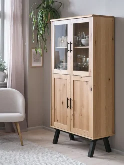 Sale SANDBYVitrina SANDBY 2 puertas roble natural/negro Vitrinas|Vitrinas