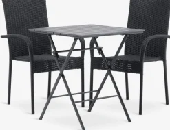 Clearance SANDVIKA + GUDHJEMMesa SANDVIKA L65 + 2 sillas GUDHJEM negro Conjuntos Mesa Y Sillas De Jardín