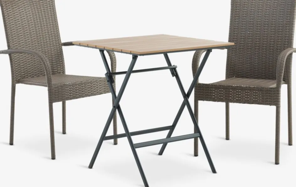 Discount SANDVIKA + GUDHJEMMesa SANDVIKA L65 + 2 sillas GUDHJEM natural Conjuntos Mesa Y Sillas De Jardín