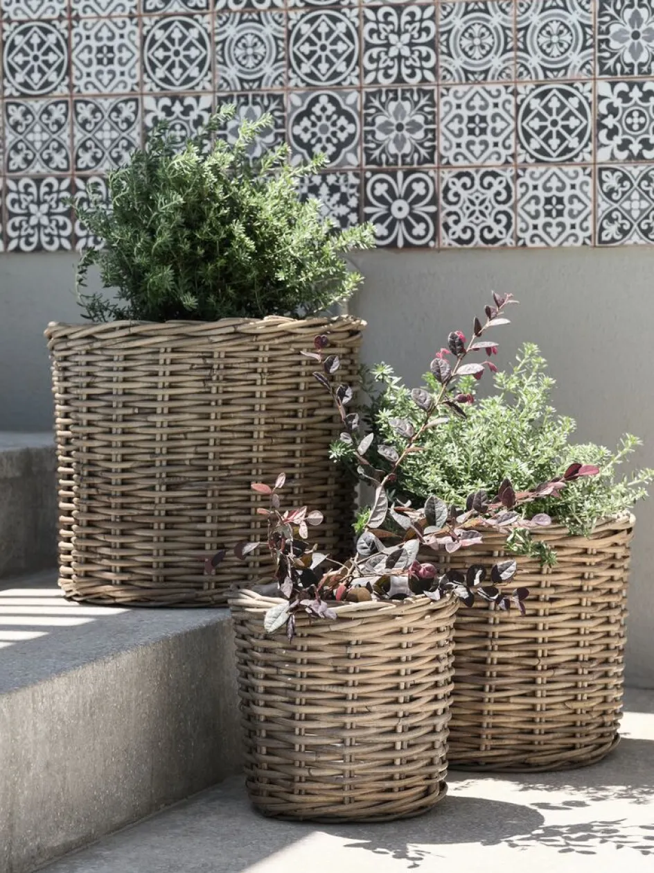 Outlet SANSEBIECesto de jardín SANSEBIE Ø40/33/25 kubu natural 3 unidades Maceteros
