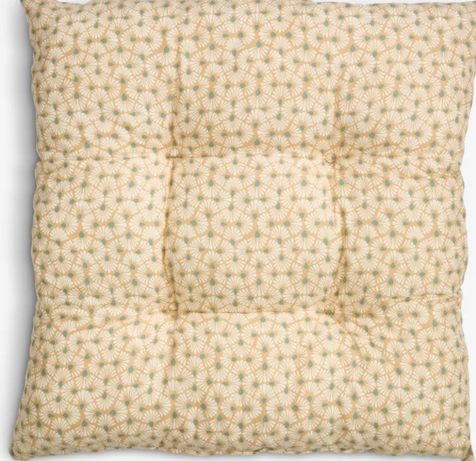 Outlet SELJECojín de asiento SELJE 40x40x8 marrón claro/turquesa Cojines De Asiento