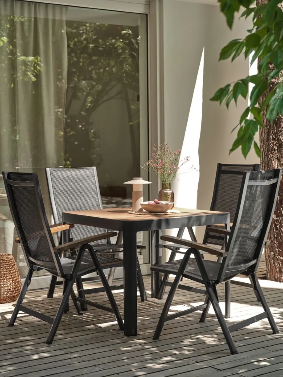 SIRDAL + SIRDALMesa SIRDAL L91 madera dura + 4 sillas SIRDAL gris Conjuntos Mesa Y Sillas De Jardín