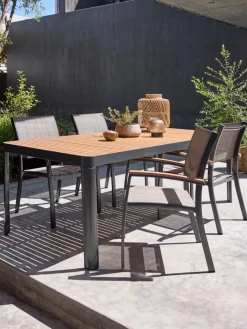 Discount SIRDAL + SIRDALMesa SIRDAL L211 madera dura + 4 sillas SIRDAL gris Conjuntos Mesa Y Sillas De Jardín