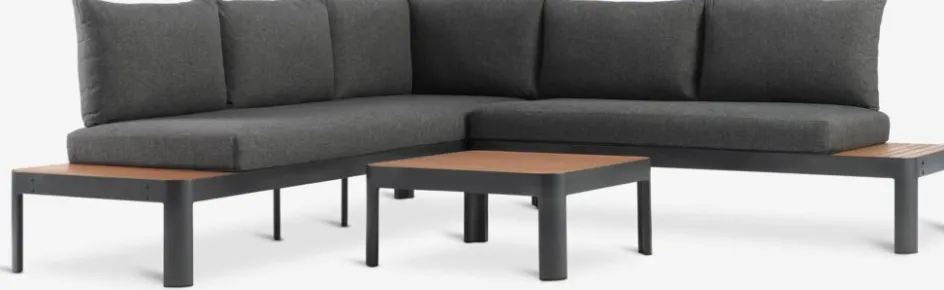 Hot SIRDALConjunto muebles jardín SIRDAL 5 plazas gris oscuro Conjuntos Mesa Y Sillas De Jardín|Muebles De Jardín