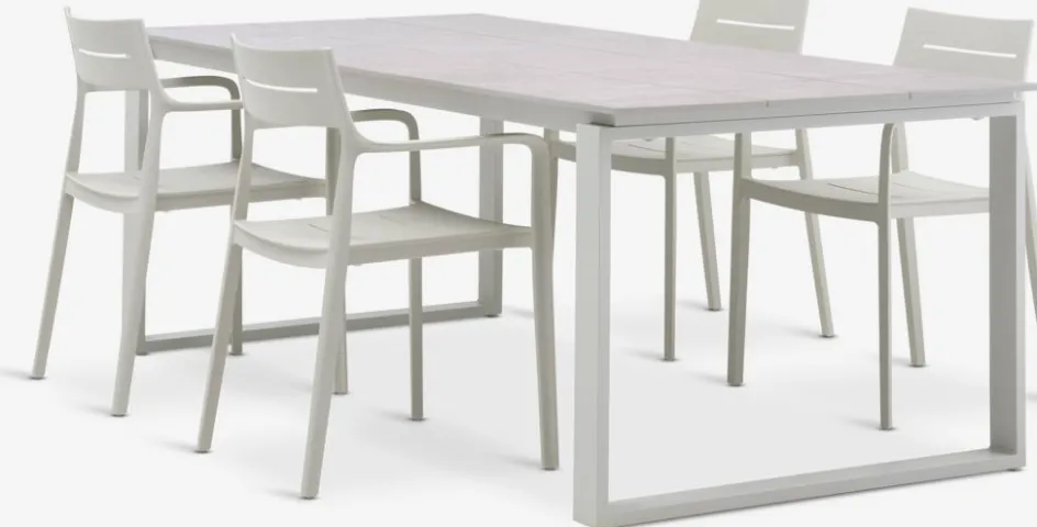 Clearance SONNERUP + INGSTRUPMesa SONNERUP L215 + 4 sillas INGSTRUP beis Conjuntos Mesa Y Sillas De Jardín