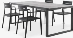 Clearance SONNERUP + INGSTRUPMesa SONNERUP L215 gris + 4 sillas INGSTRUP negro Conjuntos Mesa Y Sillas De Jardín