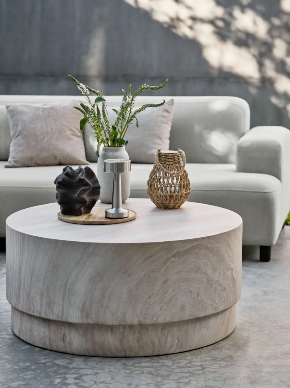 Discount STORLIENMesa de centro de exterior STORLIEN Ø90xA41 travertino Mesas De Jardín|Muebles De Jardín