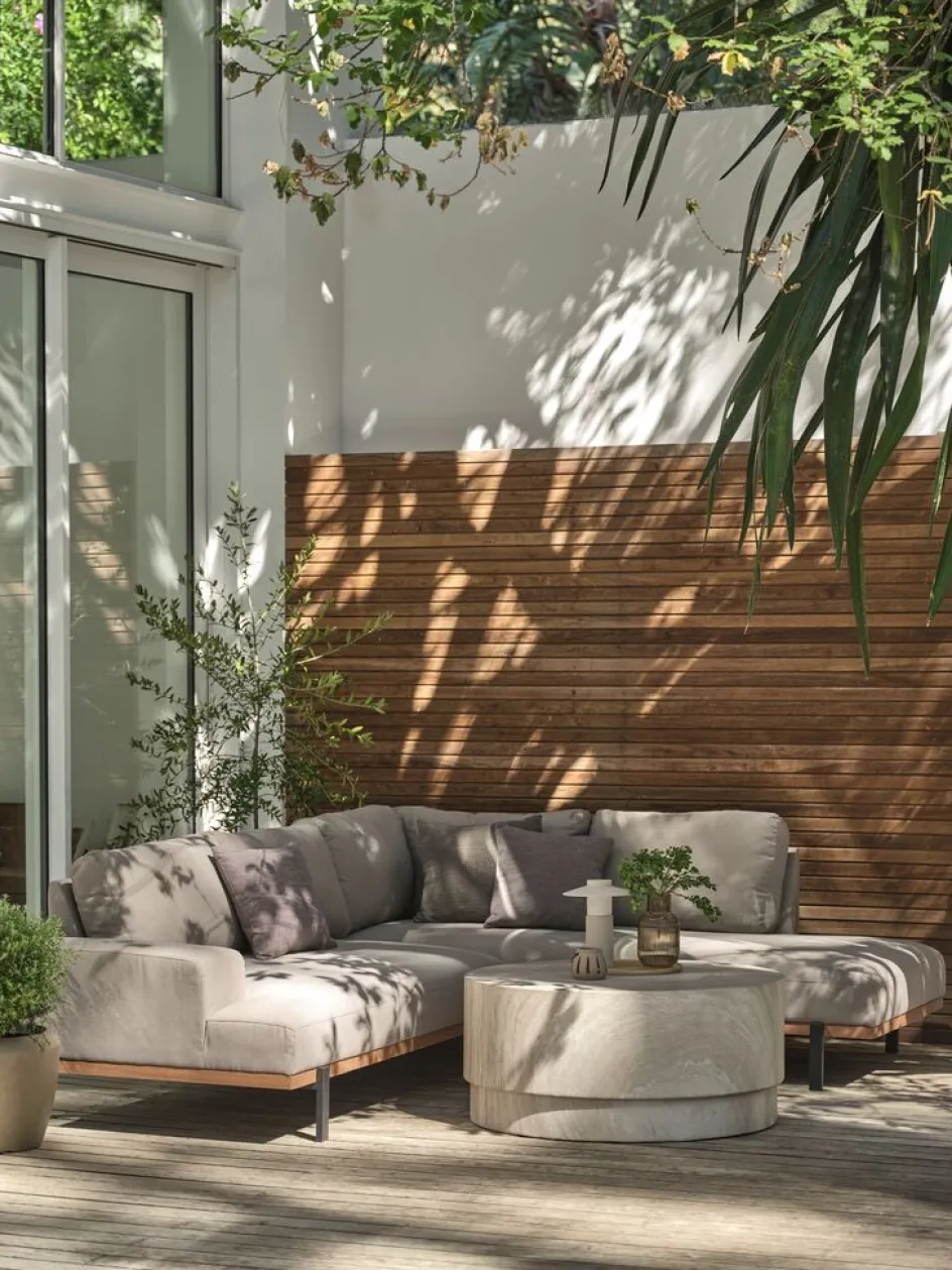 Discount STORLIENMesa de centro de exterior STORLIEN Ø90xA41 travertino Mesas De Jardín|Muebles De Jardín