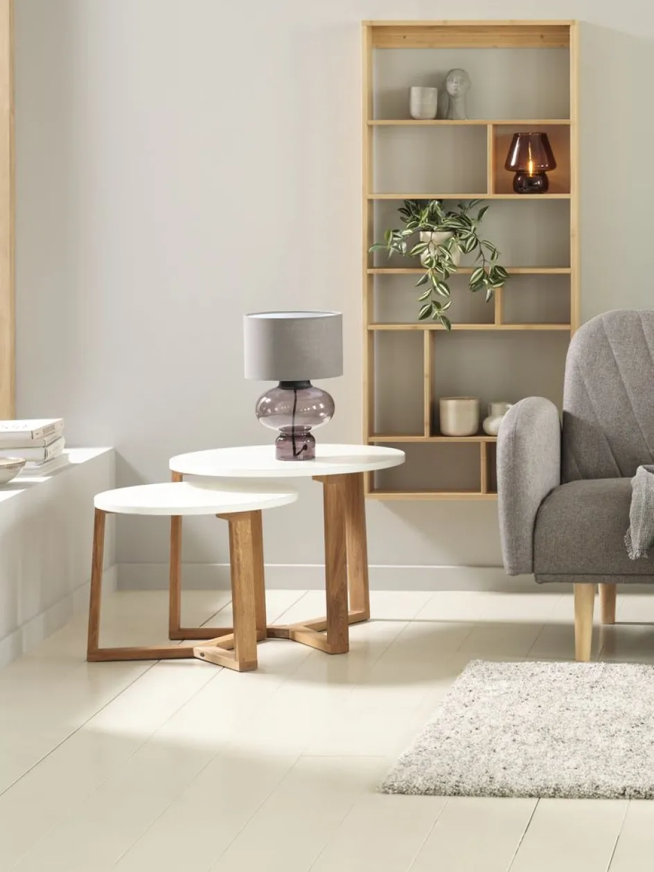 Best SVENSTRUPMesas nido SVENSTRUP Ø60/50 blanco/roble natural juego de 2 Mesas De Centro|Mesas Auxiliares