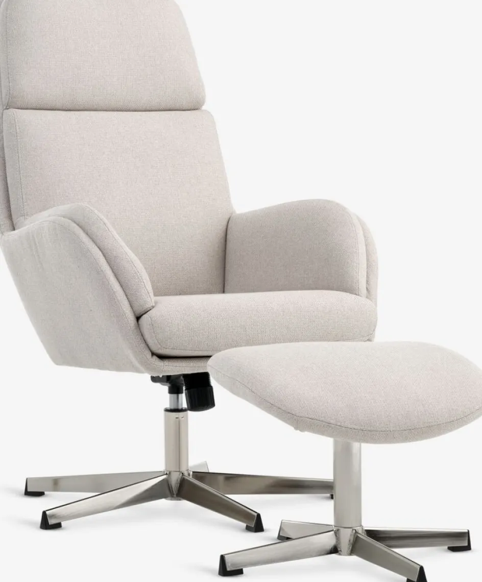 Clearance TANKEDALSillón reclinable TANKEDAL con reposapiés tela beis/cromo Sillones