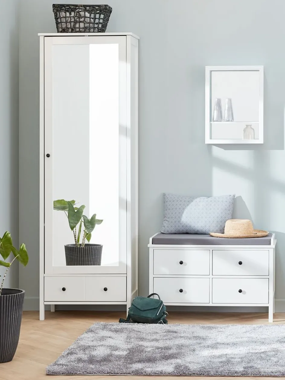 TERPETMueble recibidor TERPET con espejo blanco Percheros Con Zapatero|Percheros Con Zapatero