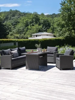 Discount THISEConjunto muebles jardín THISE 5 plazas gris Conjuntos Mesa Y Sillas De Jardín|Muebles De Jardín