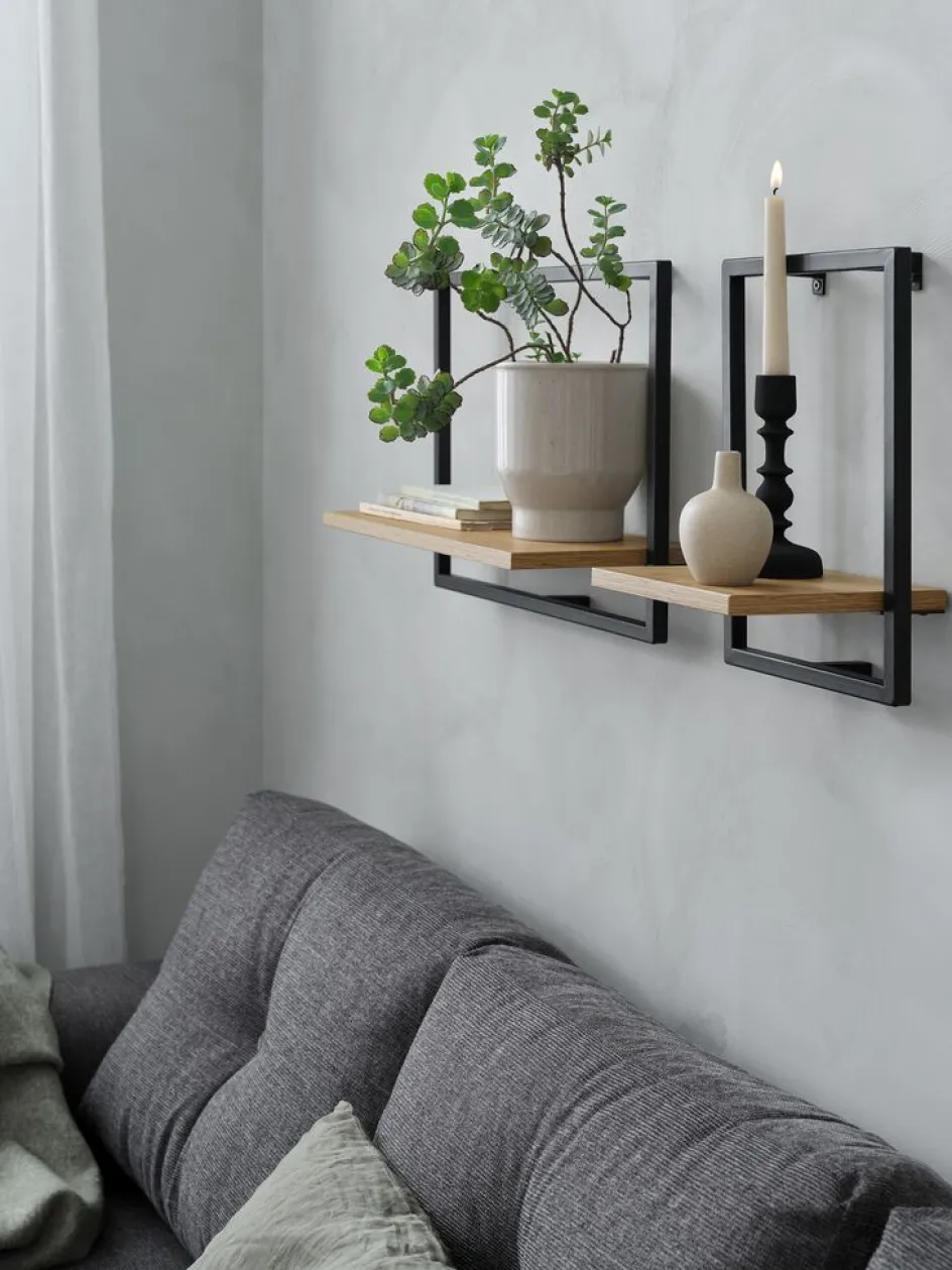 Clearance TRAPPEDALEstante de pared TRAPPEDAL 2 uds color roble cálido/negro Baldas|Baldas