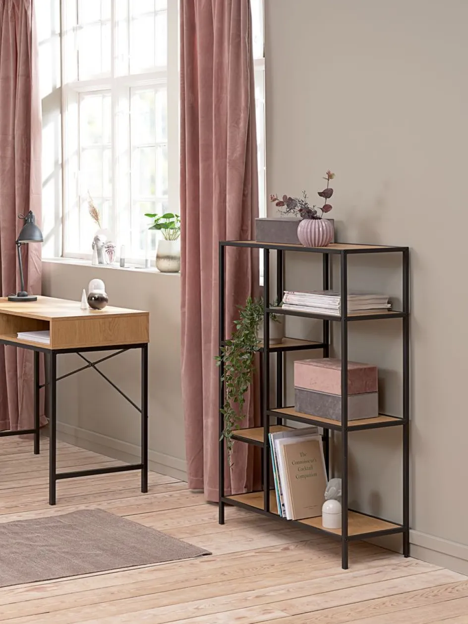 Clearance TRAPPEDALEstantería TRAPPEDAL 5 estantes color roble cálido/negro Estanterias Y Librerías|Estanterias Y Librerías
