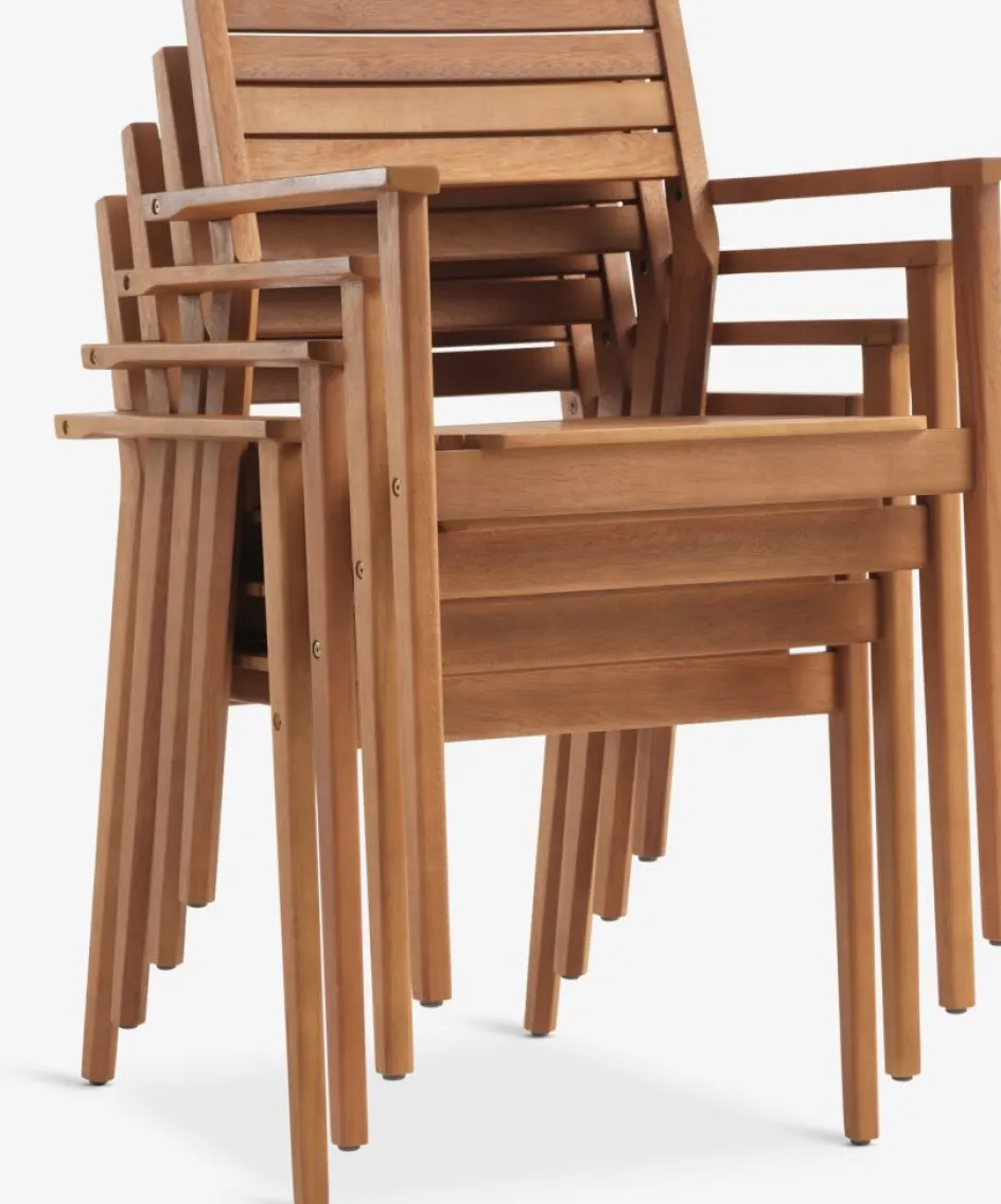 Hot ULBJERG + HAMRAMesa ULBJERG L214/297 + 4 sillas HAMRA madera dura Conjuntos Mesa Y Sillas De Jardín