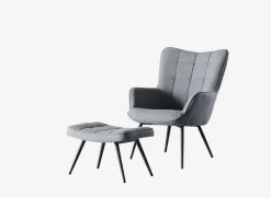 Best ULDUMReposapiés ULDUM tela gris/negro Sillones