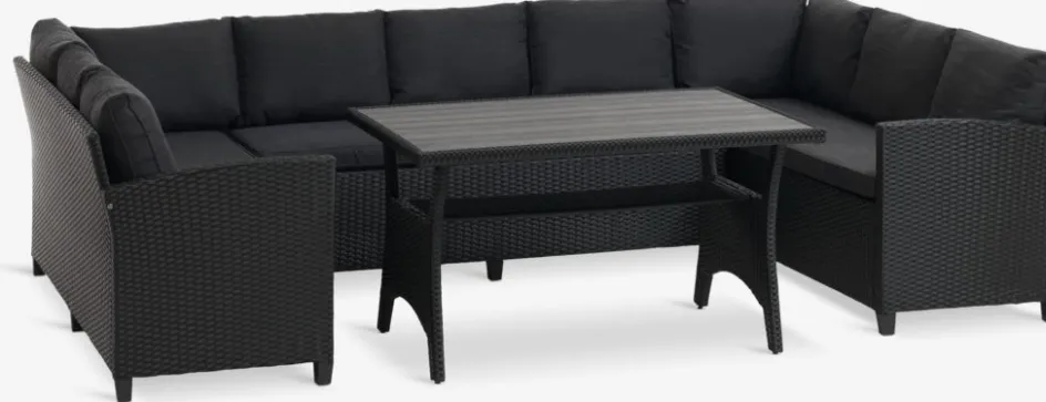 Sale ULLEHUSEConjunto muebles jardín ULLEHUSE 9 plazas almacenaje negro Conjuntos Mesa Y Sillas De Jardín|Muebles De Jardín