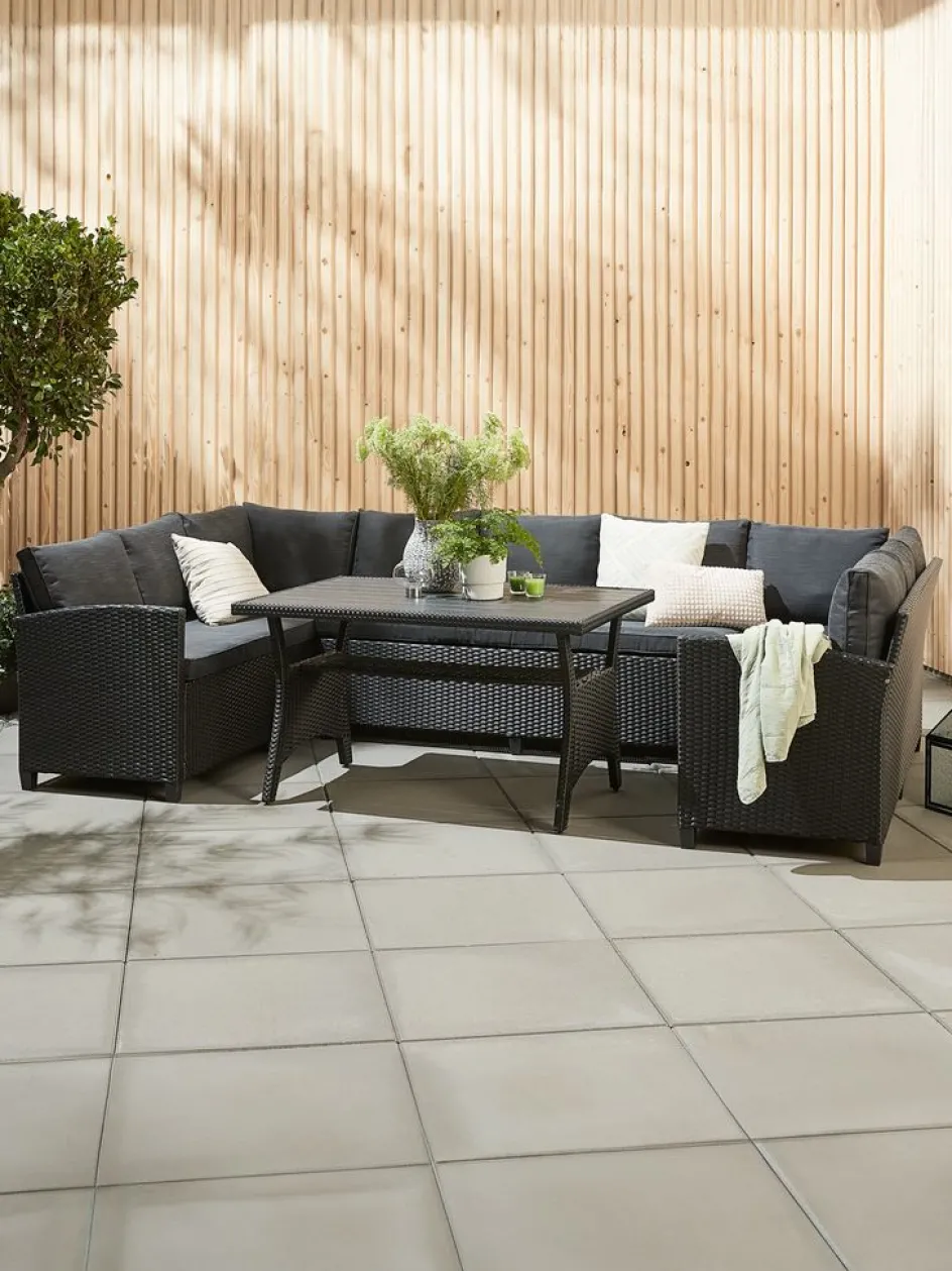 Sale ULLEHUSEConjunto muebles jardín ULLEHUSE 9 plazas almacenaje negro Conjuntos Mesa Y Sillas De Jardín|Muebles De Jardín