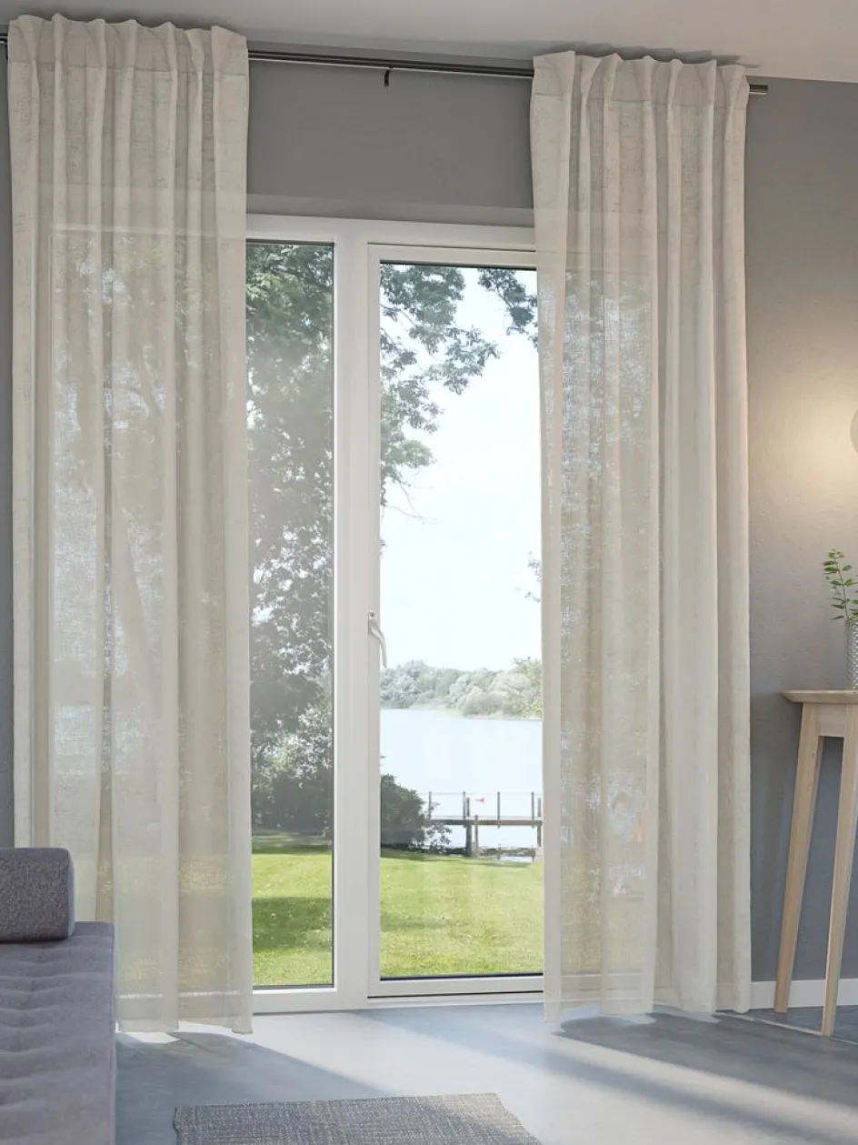 Discount UNNENCortina UNNEN 1x140x300 aspecto lino Cortinas Traslúcidas