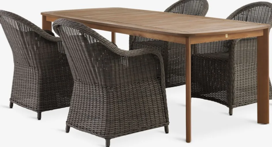 UVDAL + GAMMELBYMesa UVDAL L223 madera dura + 4 sillas GAMMELBY gris Conjuntos Mesa Y Sillas De Jardín