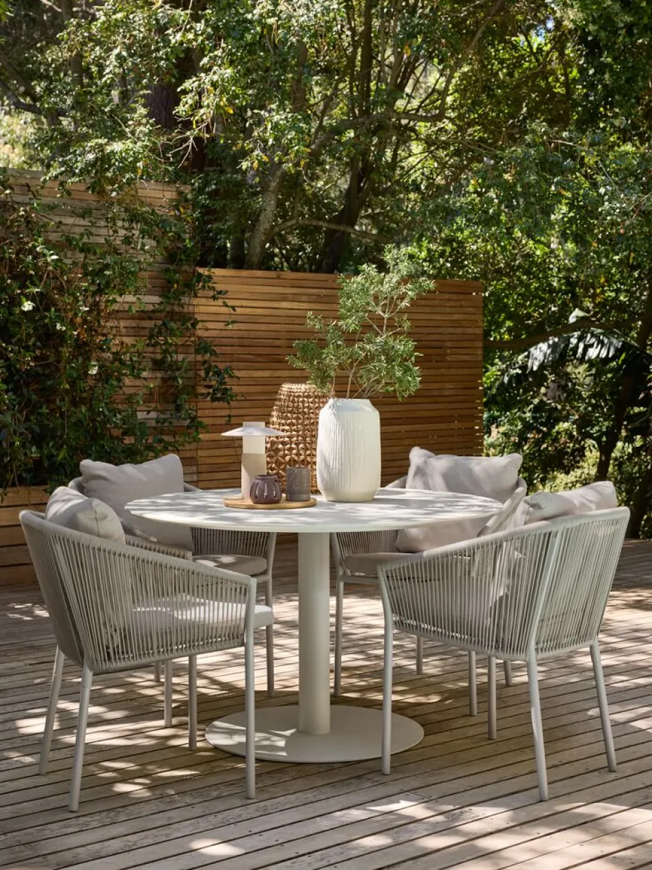 New VAMDRUP + GILJAMesa VAMDRUP Ø120 + 4 sillas GILJA beis Conjuntos Mesa Y Sillas De Jardín